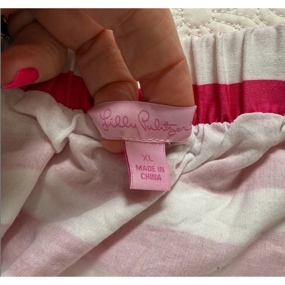LILLY‎ PULITZER Mini Skirt Wms XL Pink/White Striped Cottage Core Preppy Cotton